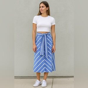 MAJE Striped A-Line Midi Skirt Size 38